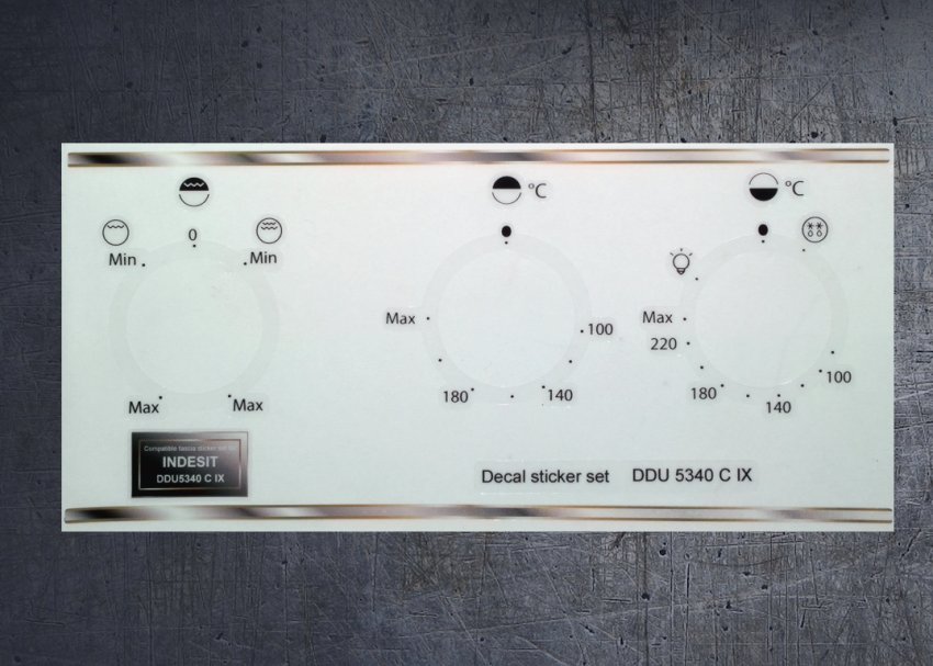 (image for) INDESIT DDU 5340 C IX, IDU6340IX compatible fascia stickers. - Click Image to Close