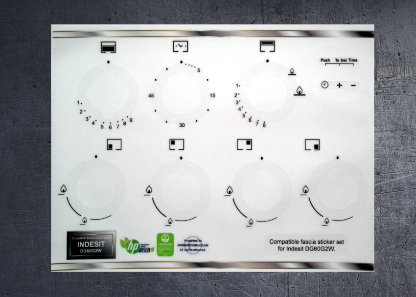 (image for) INDESIT DG60G2W, compatible fascia panel fascia stickers. - Click Image to Close