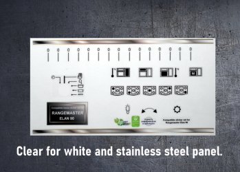 (image for) Rangemaster Elan 90 front panel compatible fascia sticker set.