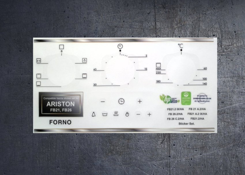 (image for) Ariston FB21, FB21.2, FB26 compatible fascia sticker set. - Click Image to Close