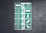 (image for) Set of 5 Fire Exit running man stickers.