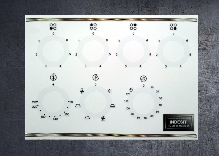 (image for) INDESIT HG 2B IB, HG 2B IX IB compatible fascia sticker set. - Click Image to Close