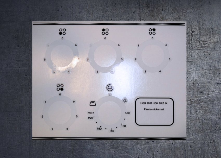 (image for) INDESIT HGK20.B lX Suitable front panel fascia sticker set. - Click Image to Close