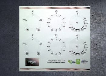 Indesit IO 233 X Compatible fascia sticker set x2. (image for) Indesit IO 233 X Compatible fascia sticker set x2.