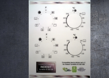Indesit Turn&Go IO 253 X/B Compatible fascia sticker set x2. (image for) Indesit Turn&Go IO 253 X/B Compatible fascia sticker set x2.