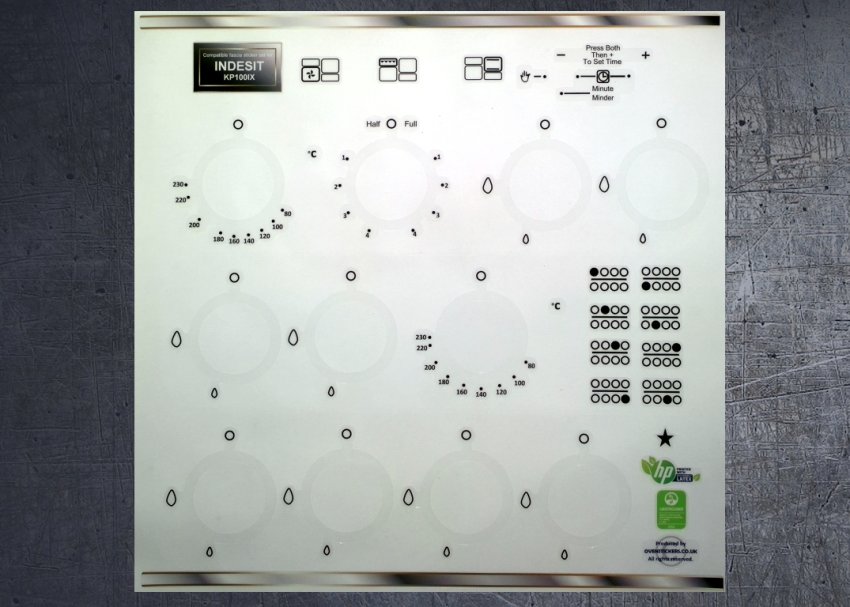 (image for) INDESIT KP100IX compatible fascia panel sticker set. - Click Image to Close