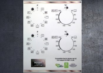 Indesit Turn & Go IO 278P1 X UK Compatible fascia sticker set x2. (image for) Indesit Turn & Go IO 278P1 X UK Compatible fascia sticker set x2.