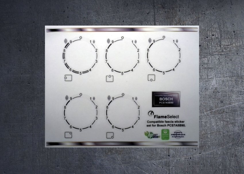 (image for) Bosch PCS7A5B90 compatible 5 burner hob stickers. - Click Image to Close