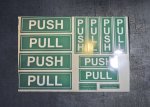 (image for) PUSH PULL green vinyl stickers, whole sheet.