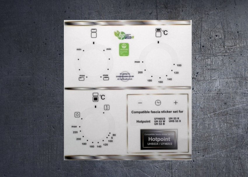 (image for) Hotpoint UHS53X, UY46X/2, UH53B/K Compatible fascia sticker set. - Click Image to Close